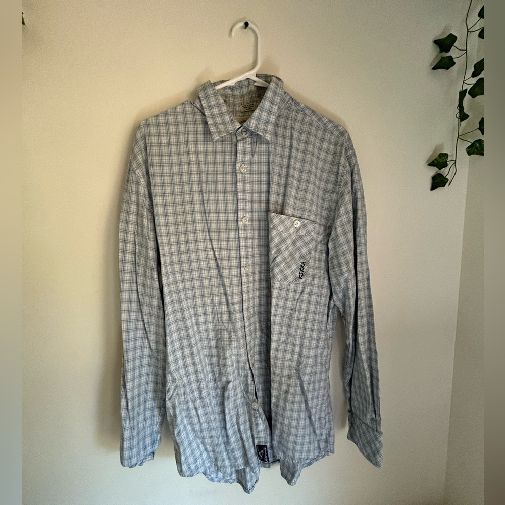 Kirra Blue and White Checkered Dress Shirt